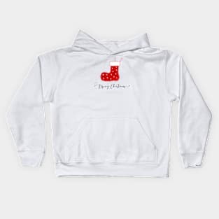 Red felt merry christmas Kids Hoodie